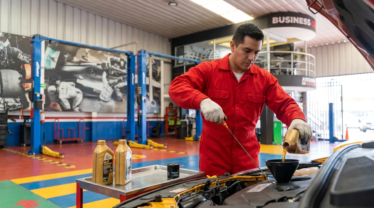 Cambio de aceite de motor en el taller de Marcas de Puebla